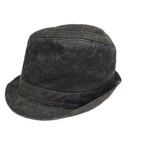 Vintage Stone Charcoal Gray Fedora Bucket Hat